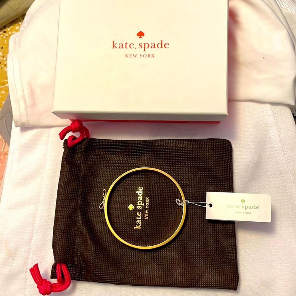 NWT Kate Spade gold and black enamel bangle bracelet